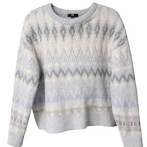Frye Blue and Cream Patterned Sweater